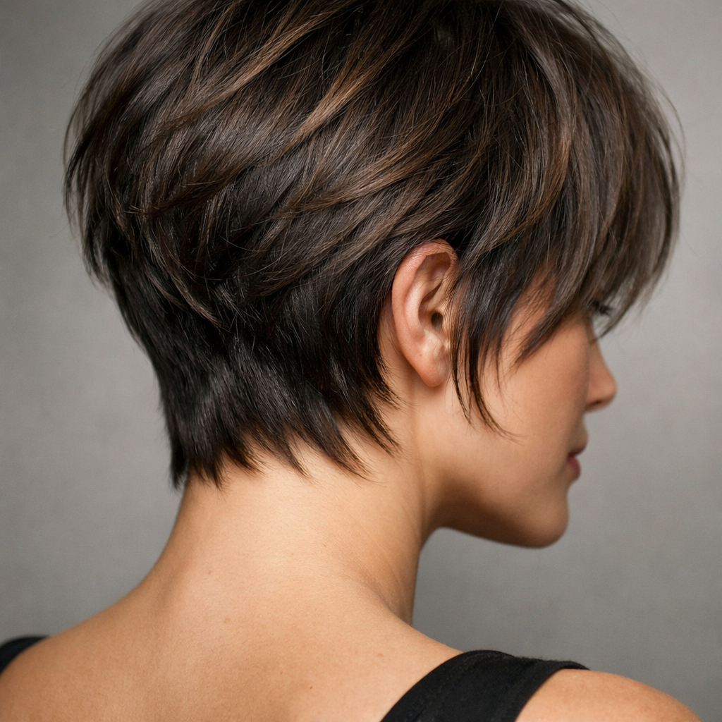 Bixie Cut: The Lived-In Pixie-Bob With Soft Layers and Big Volume - Back View