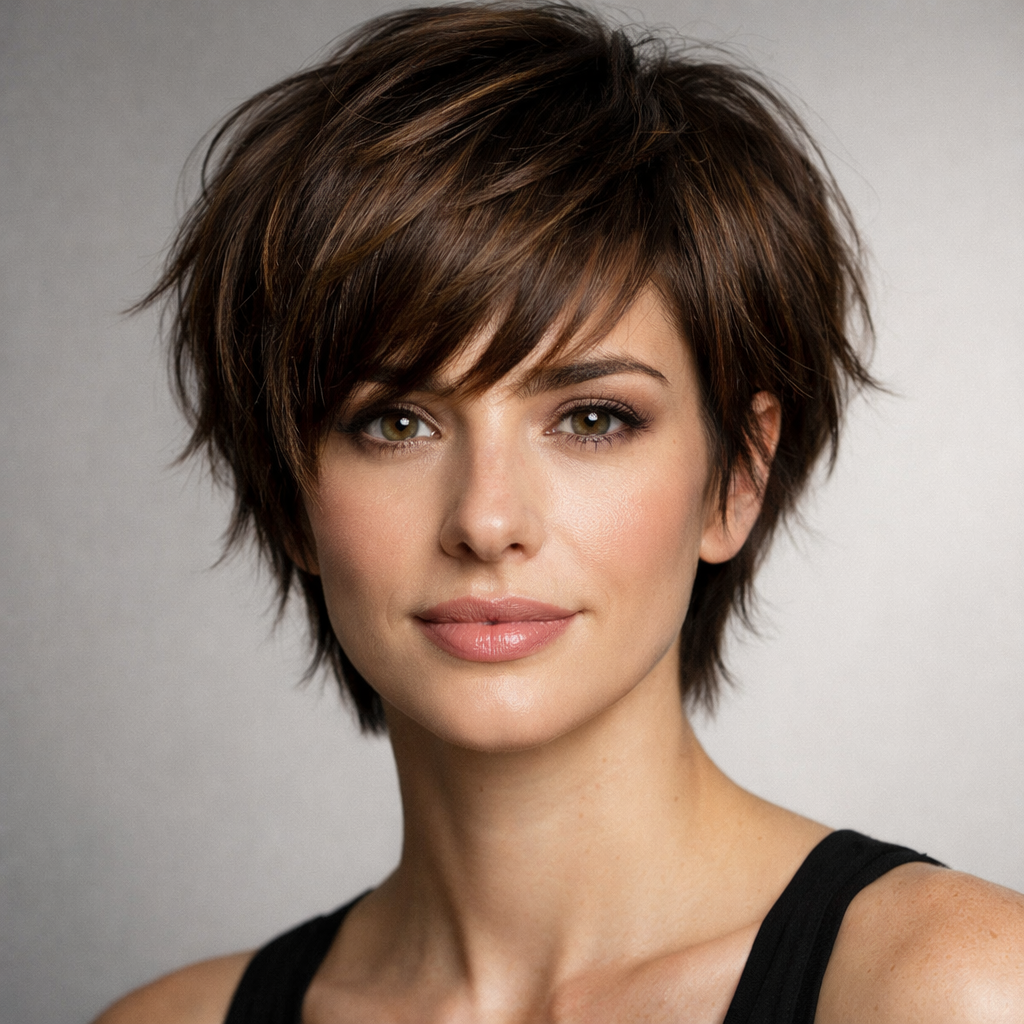 Bixie Cut: The Lived-In Pixie-Bob With Soft Layers and Big Volume - Front View