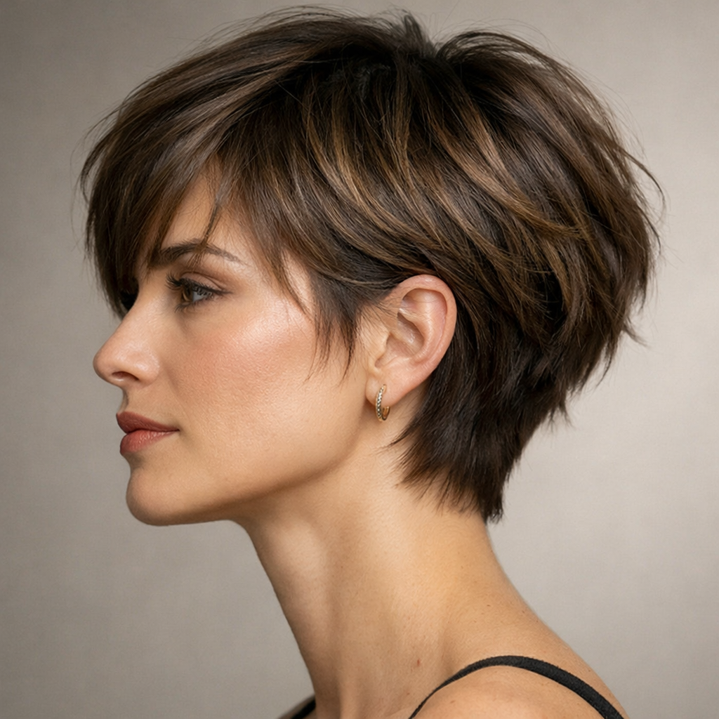 Bixie Cut: The Lived-In Pixie-Bob With Soft Layers and Big Volume - Side View