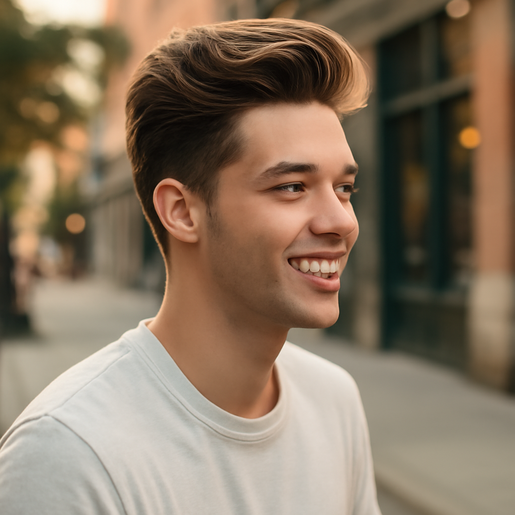 blowout haircut - 3/4 Profile View