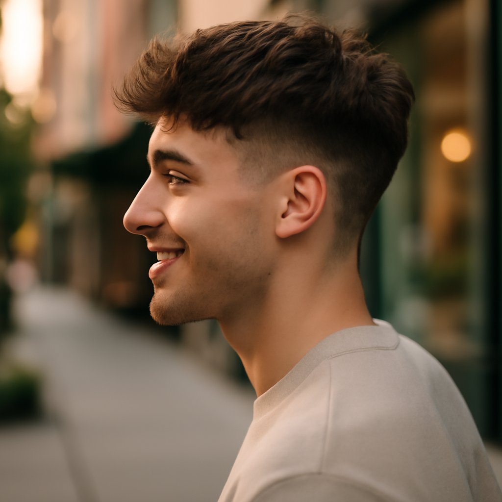 blowout taper textured fringe - Side View