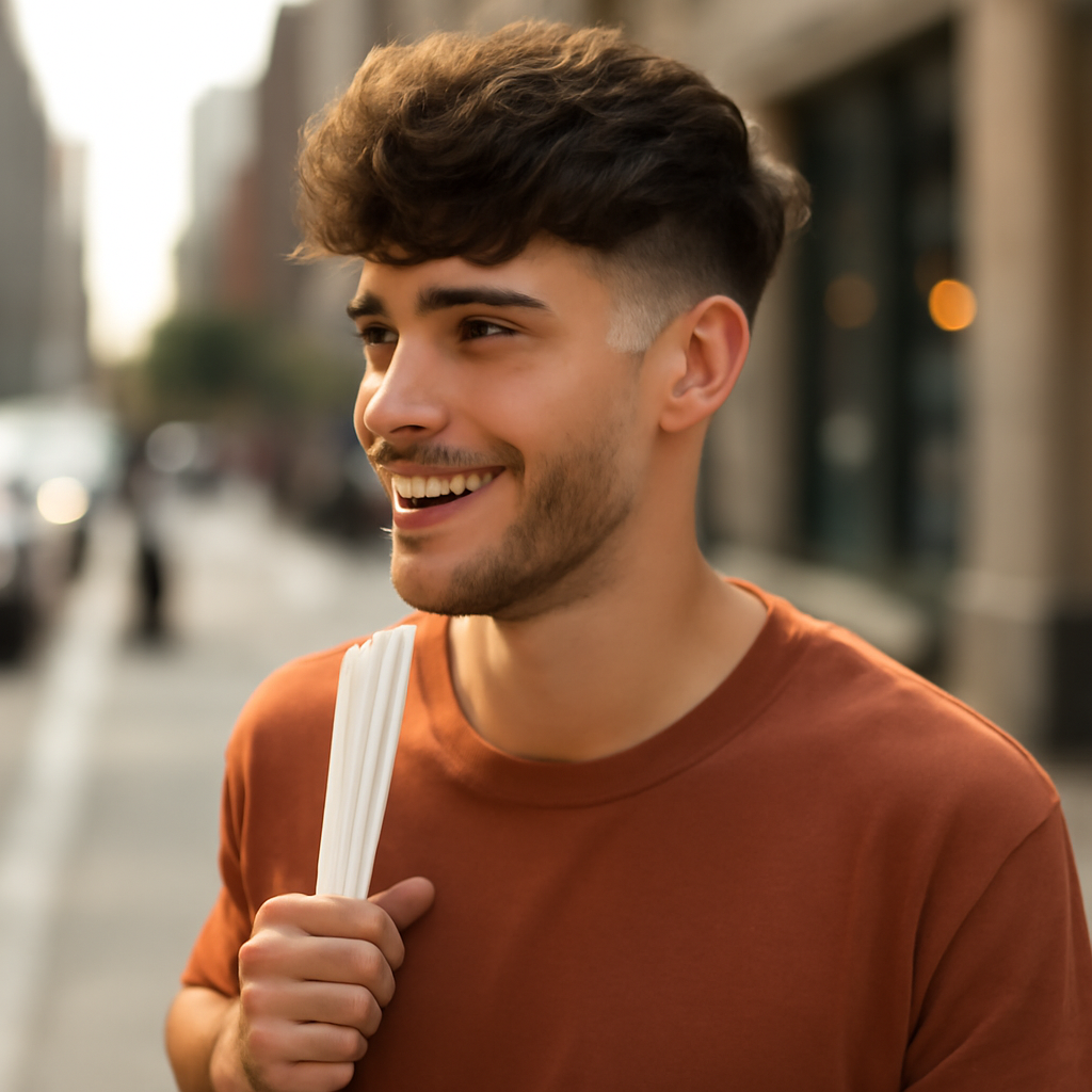 blowout taper textured fringe - 3/4 Profile View