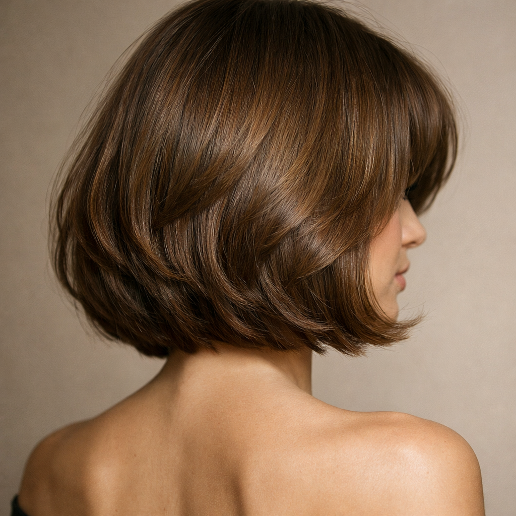Bouncy 90s Bob: The Volume-Forward Bob Haircut With Soft Curtain Bangs - Back View