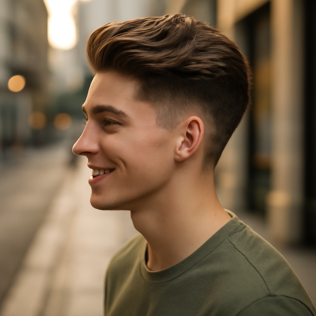 boys haircuts long on top - Side View