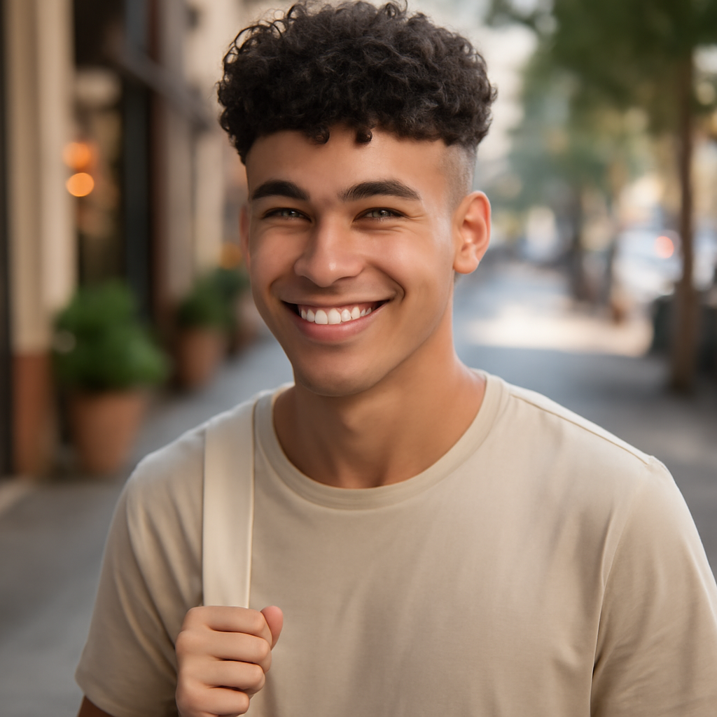 burst fade curly hair - Front View