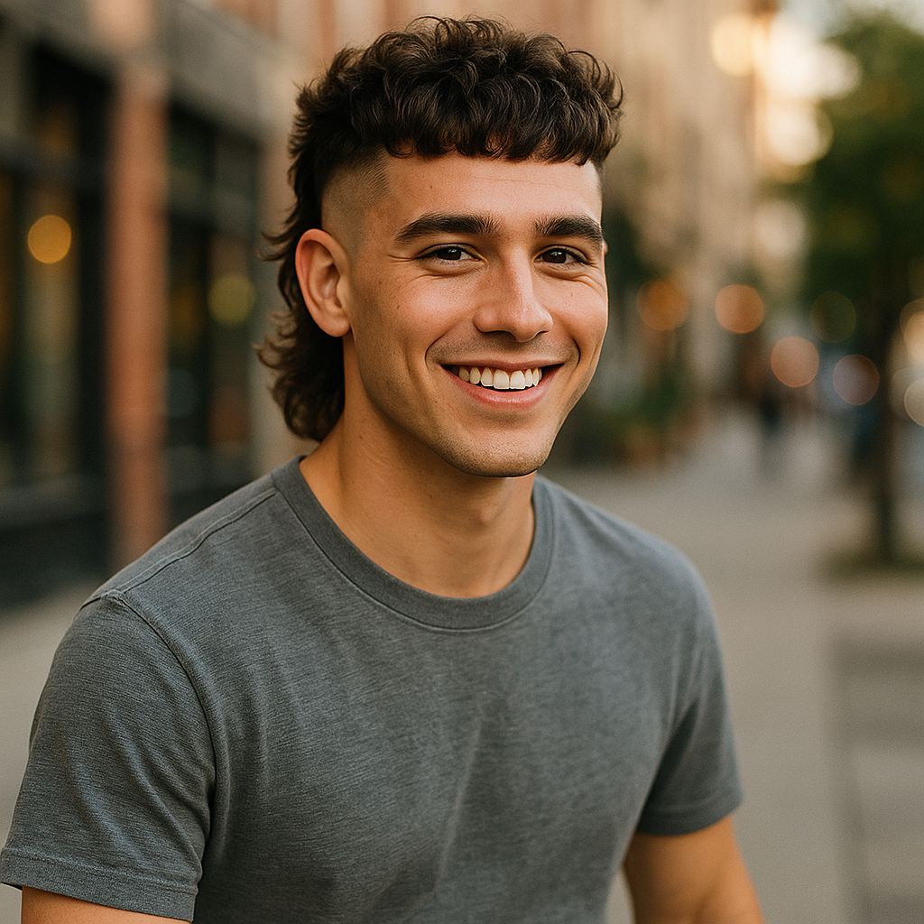 burst fade mullet - Front View