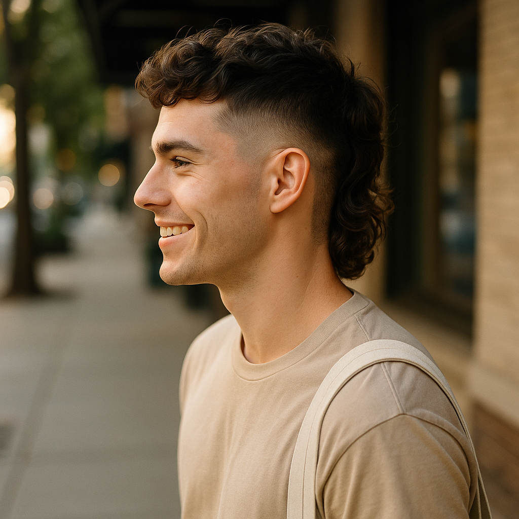 burst fade mullet - Side View