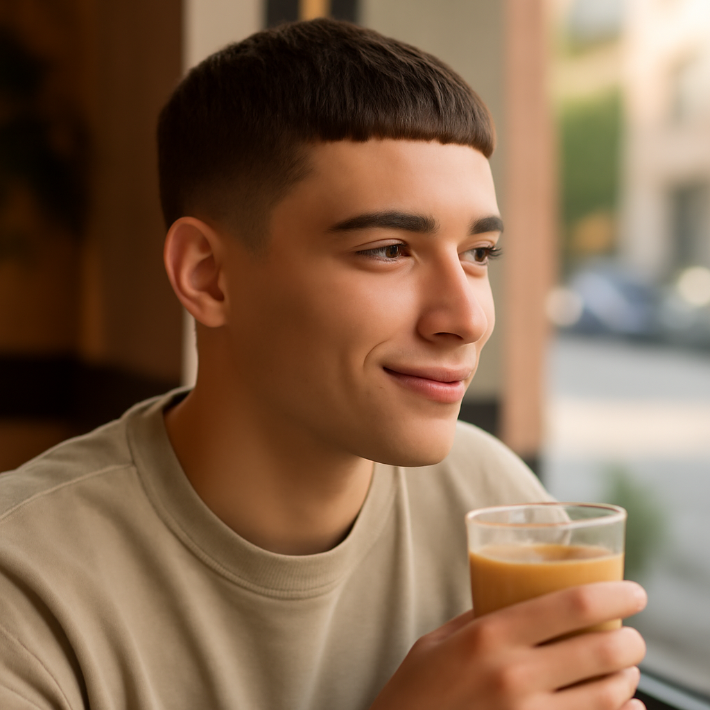 Caesar Cut - 3/4 Profile View