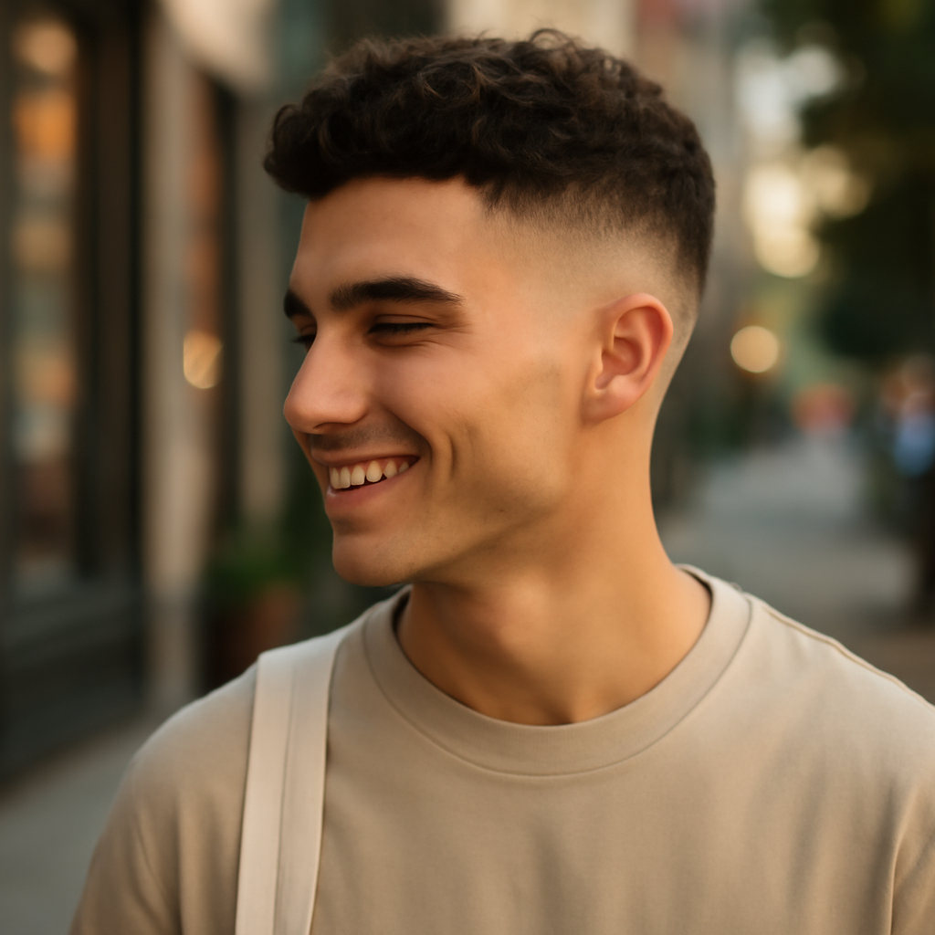 drop fade haircut - 3/4 Profile View