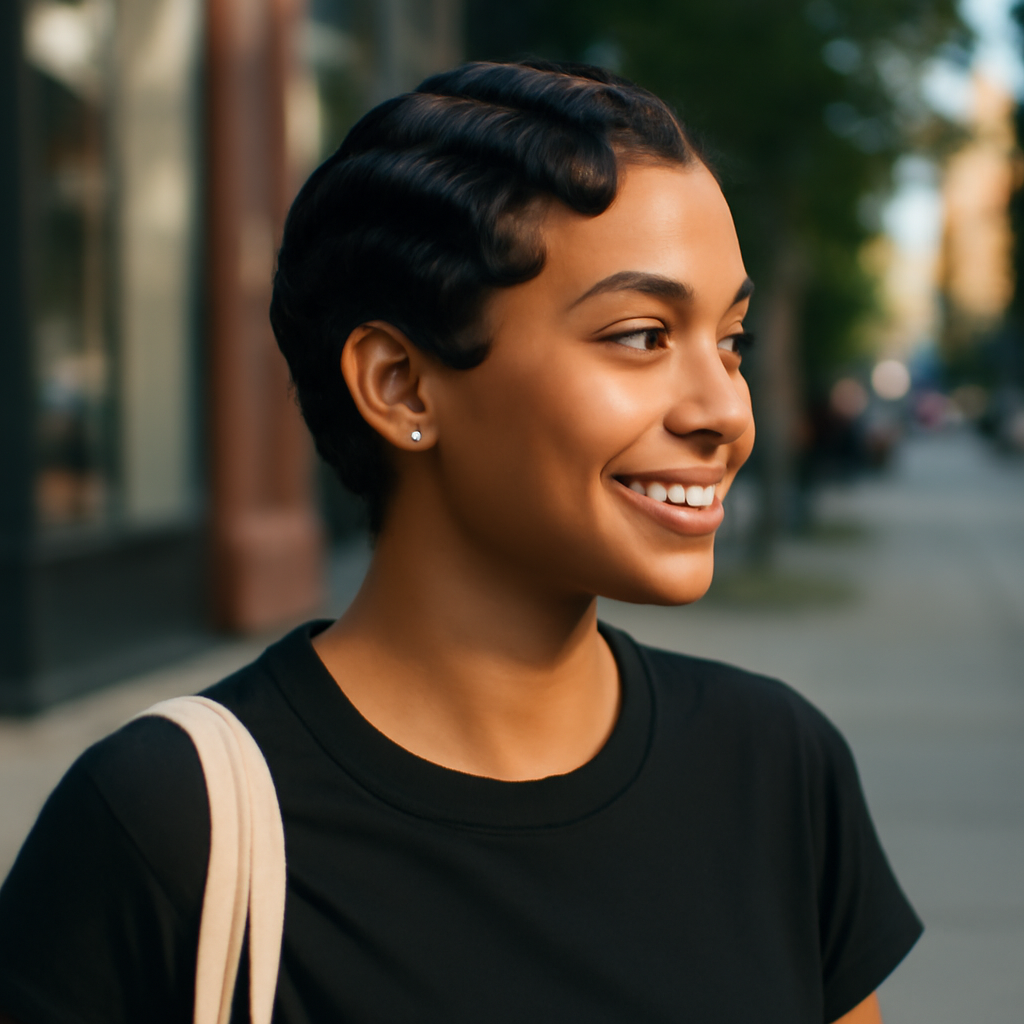 Finger Waves - 3/4 Profile View