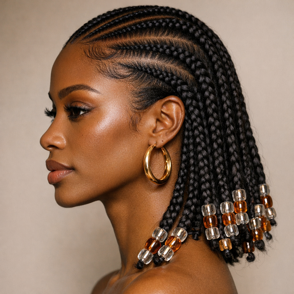 Fulani Braids with Beads: A Protective Style That Frames the Face Beautifully - Side View