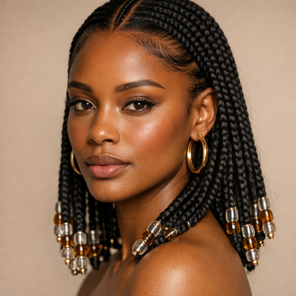 Fulani Braids with Beads: A Protective Style That Frames the Face Beautifully - 3/4 Profile