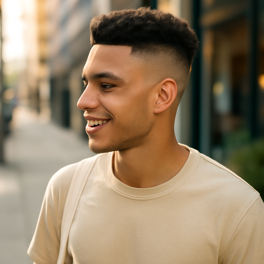 high fade haircut - 3/4 Profile View