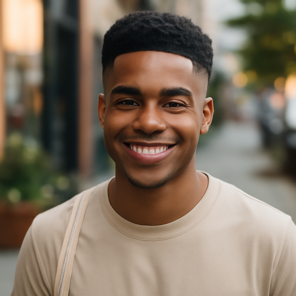 high taper fade black male - Front View