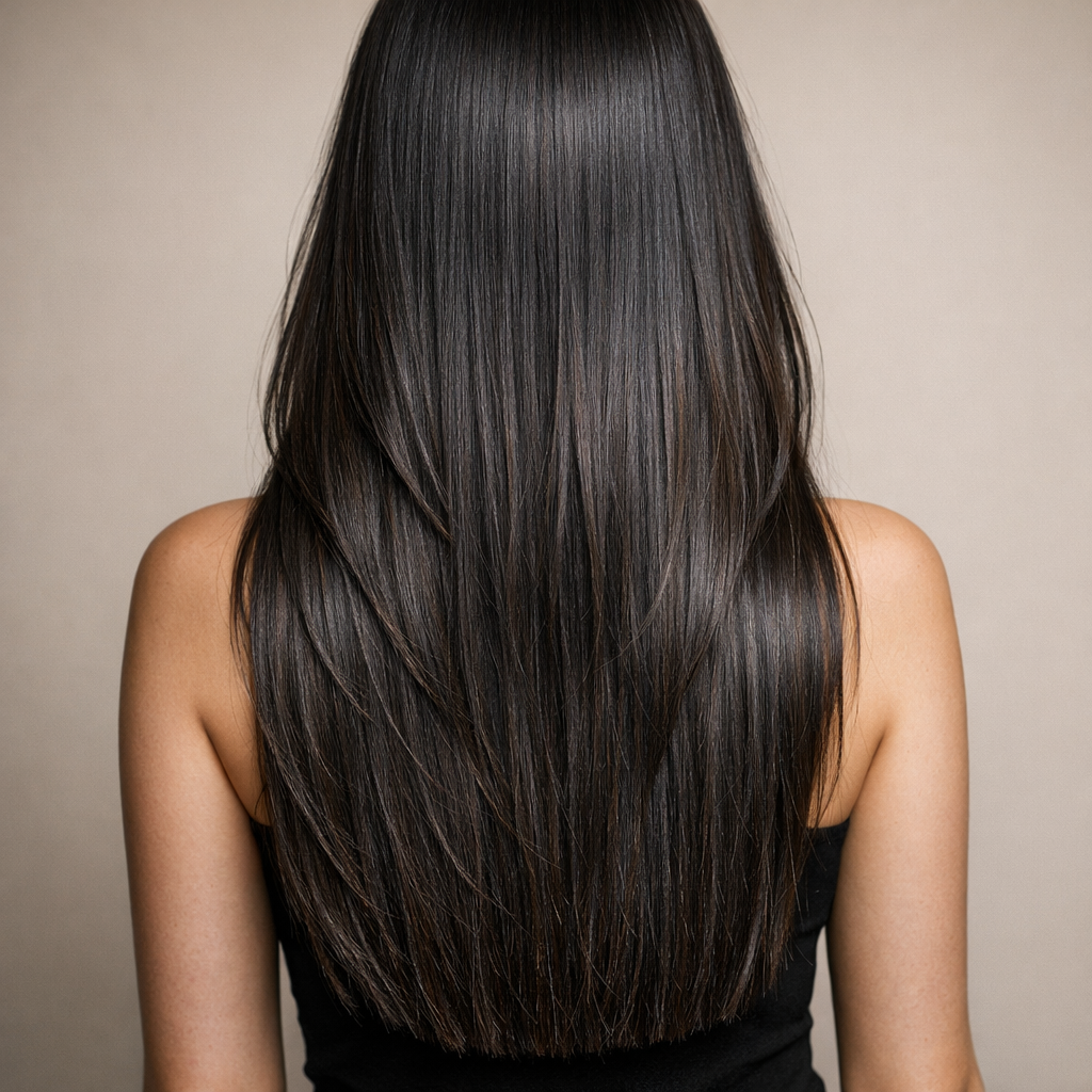 Long Blunt Layers: The Clean, Weighty Layered Cut That Still Moves - Back View
