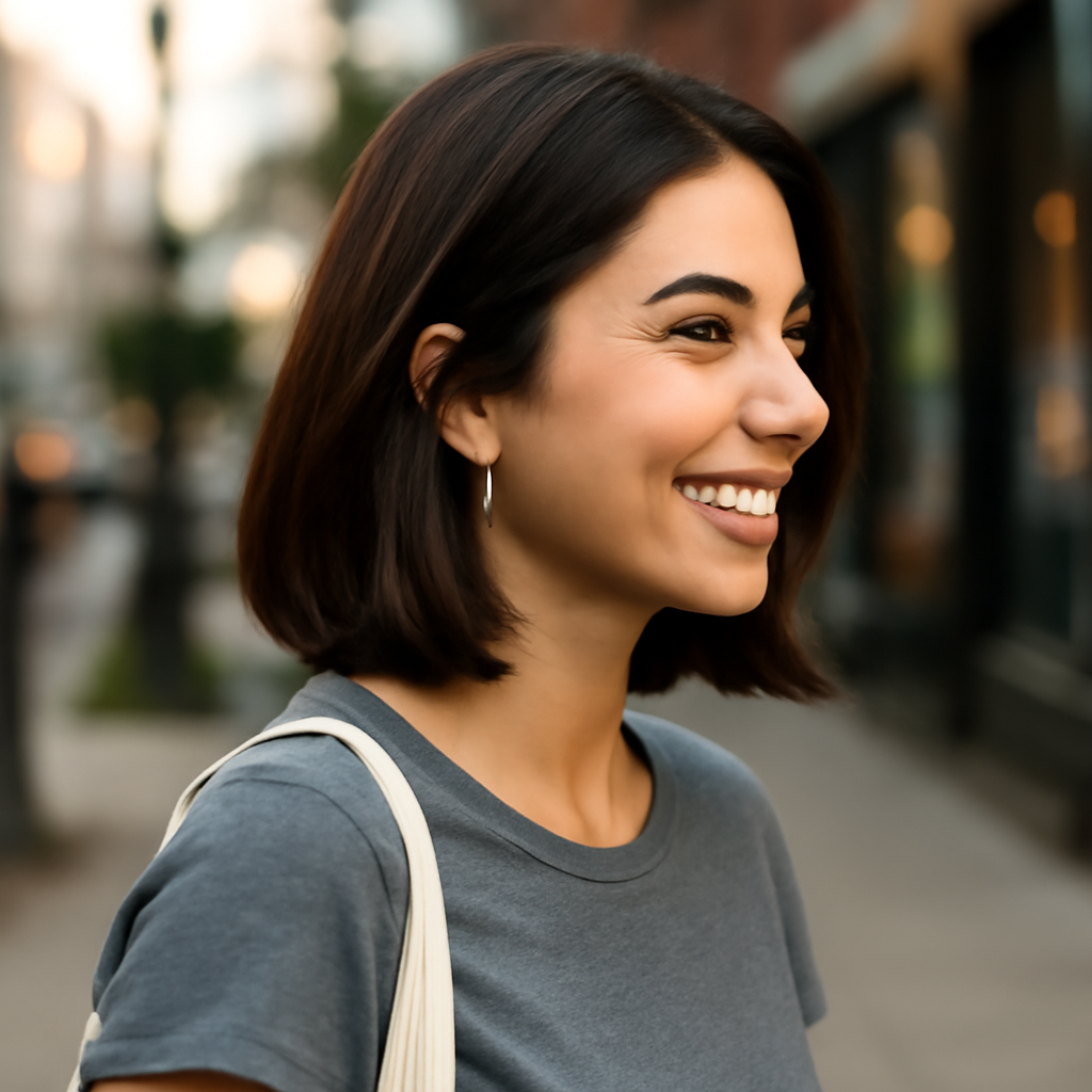 long bob - 3/4 Profile View
