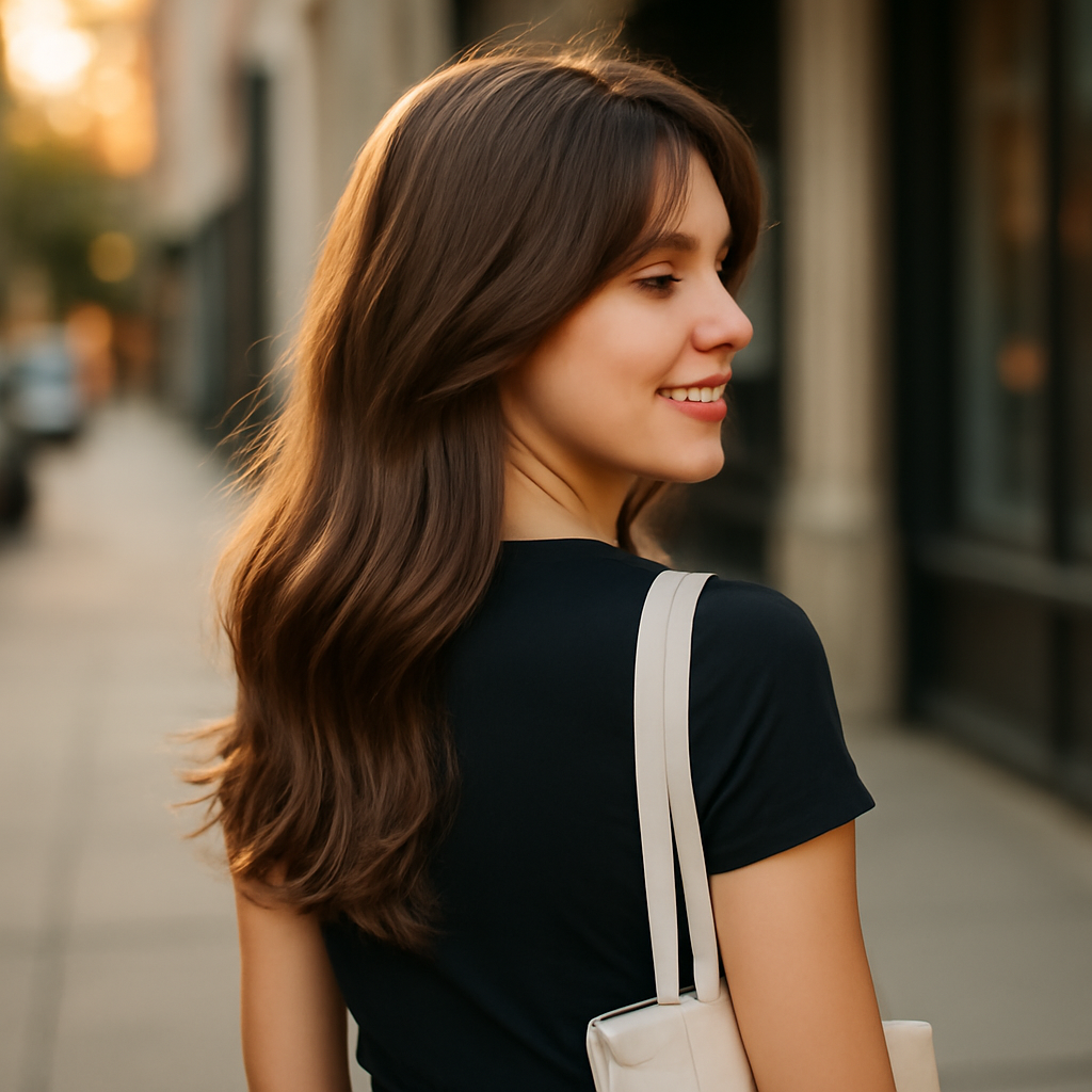 long curtain bangs - Back View