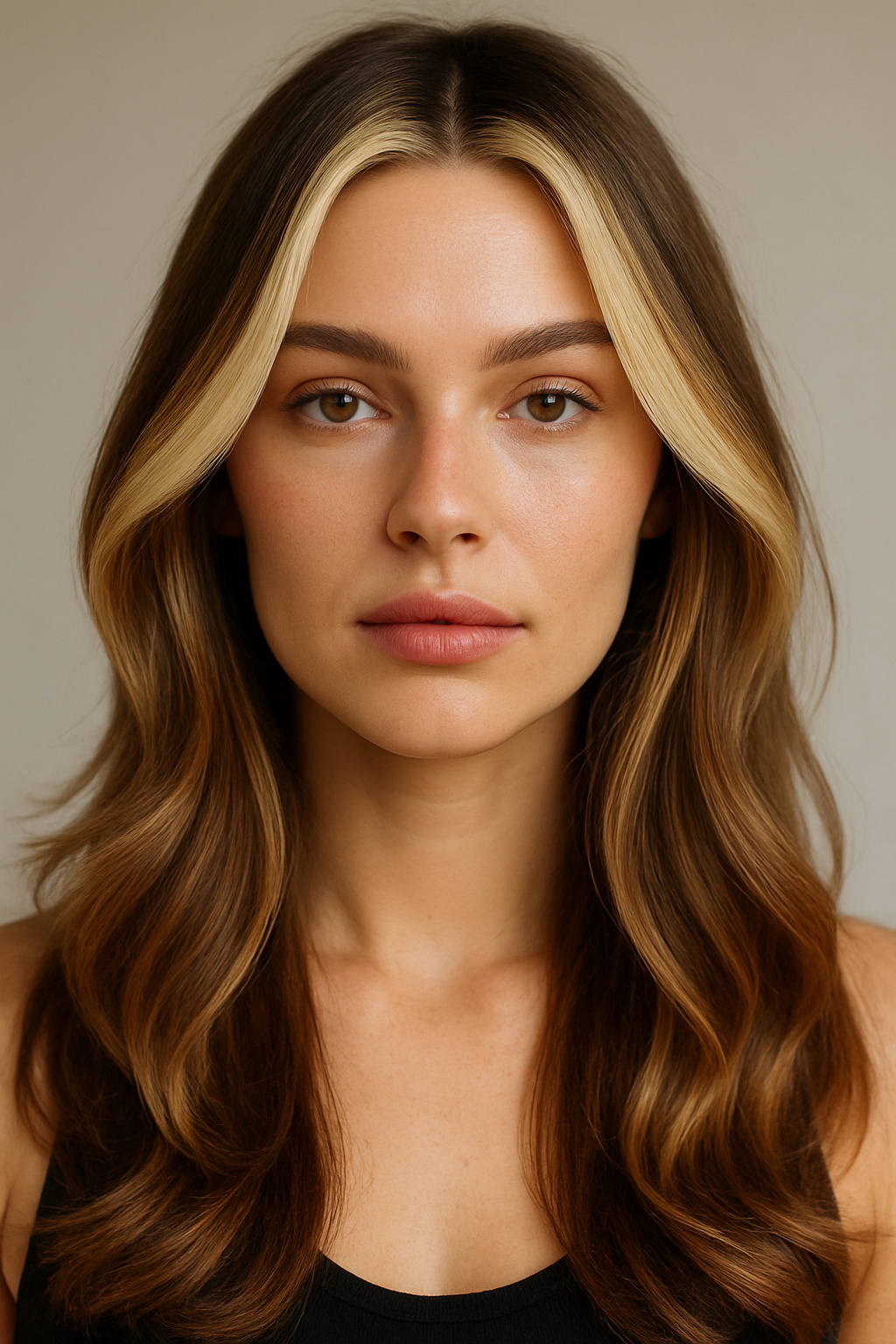 Long Layers with Money Piece: The Face-Framing Glow-Up Your Hair Needs - Front View