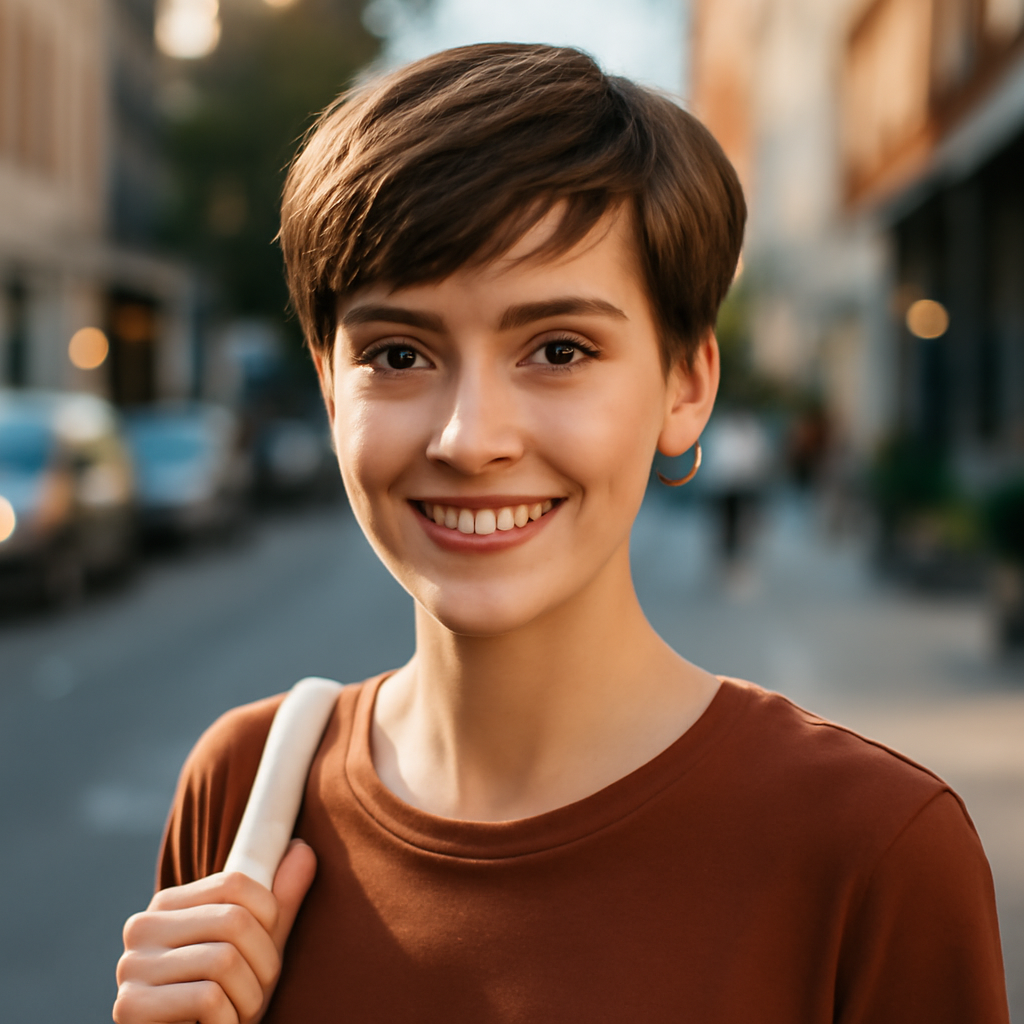long pixie cut - Front View