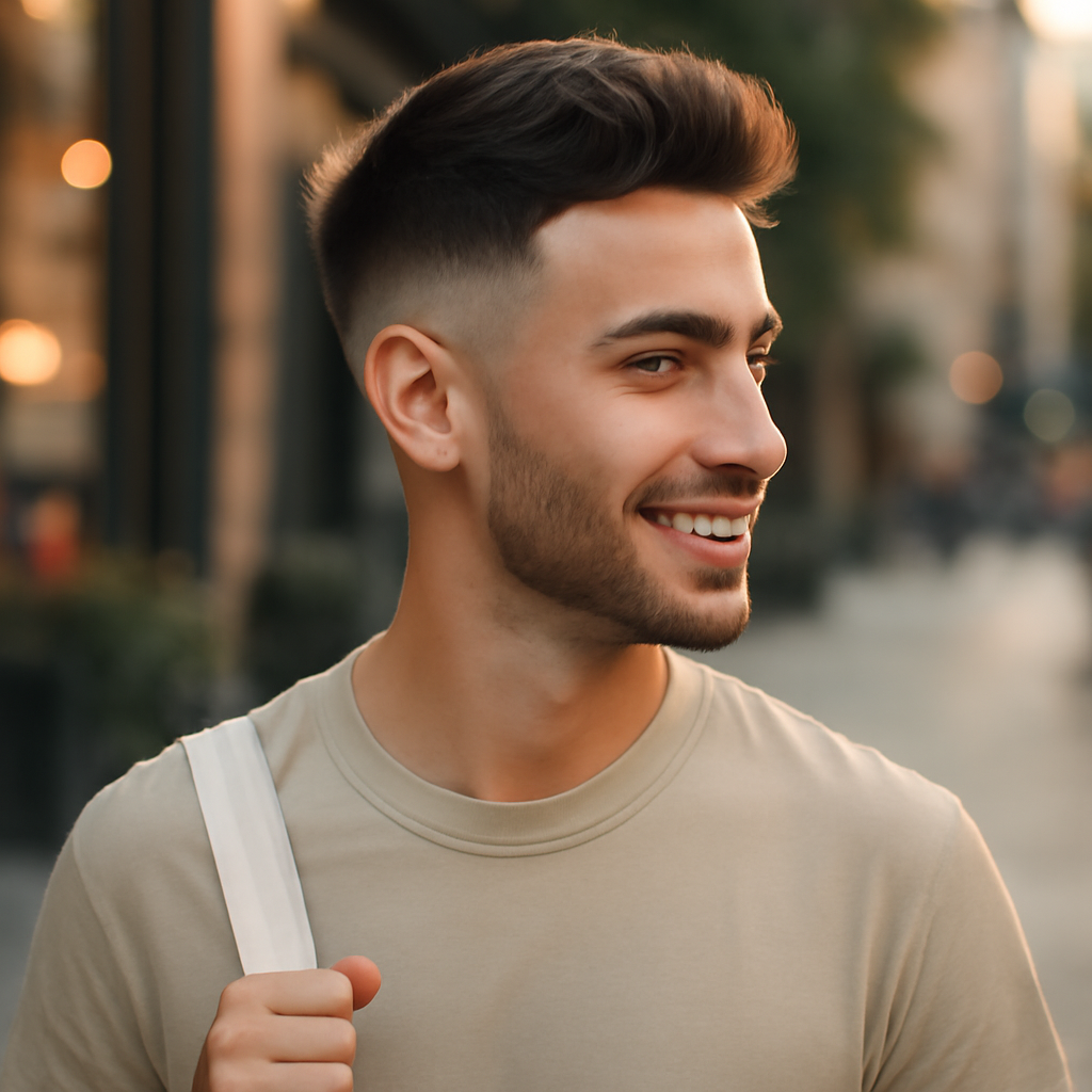 low burst fade - 3/4 Profile View