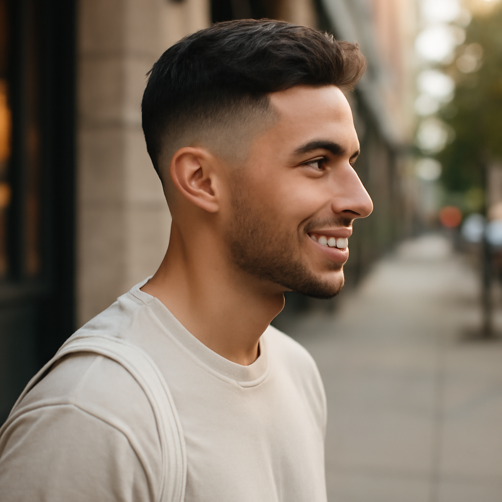 low fade taper - 3/4 Profile View