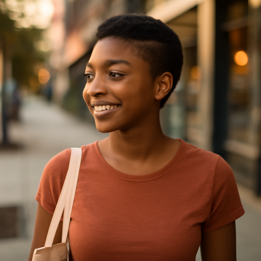 low maintenance short natural haircuts for black females - 3/4 Profile View