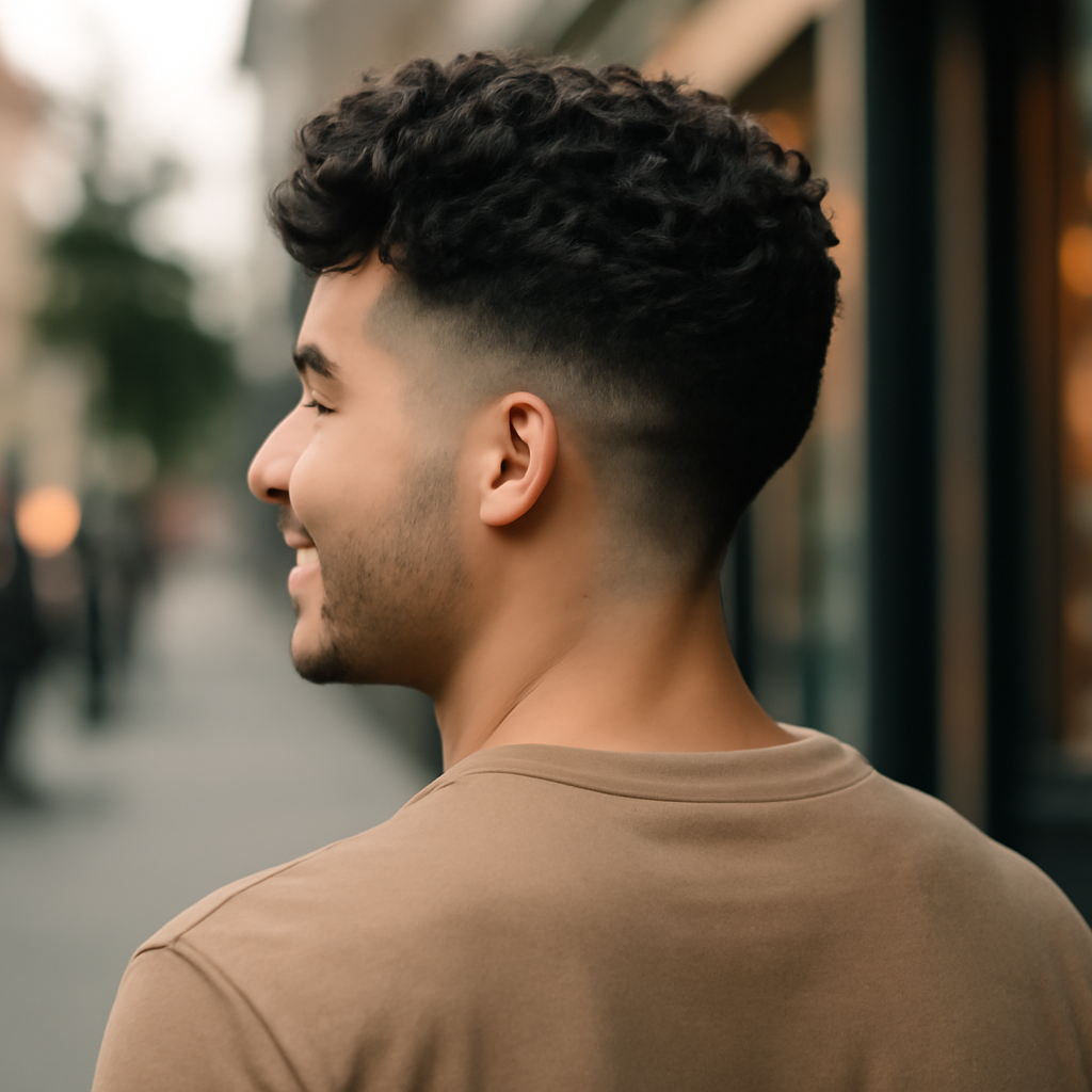 low taper curly hair - Back View