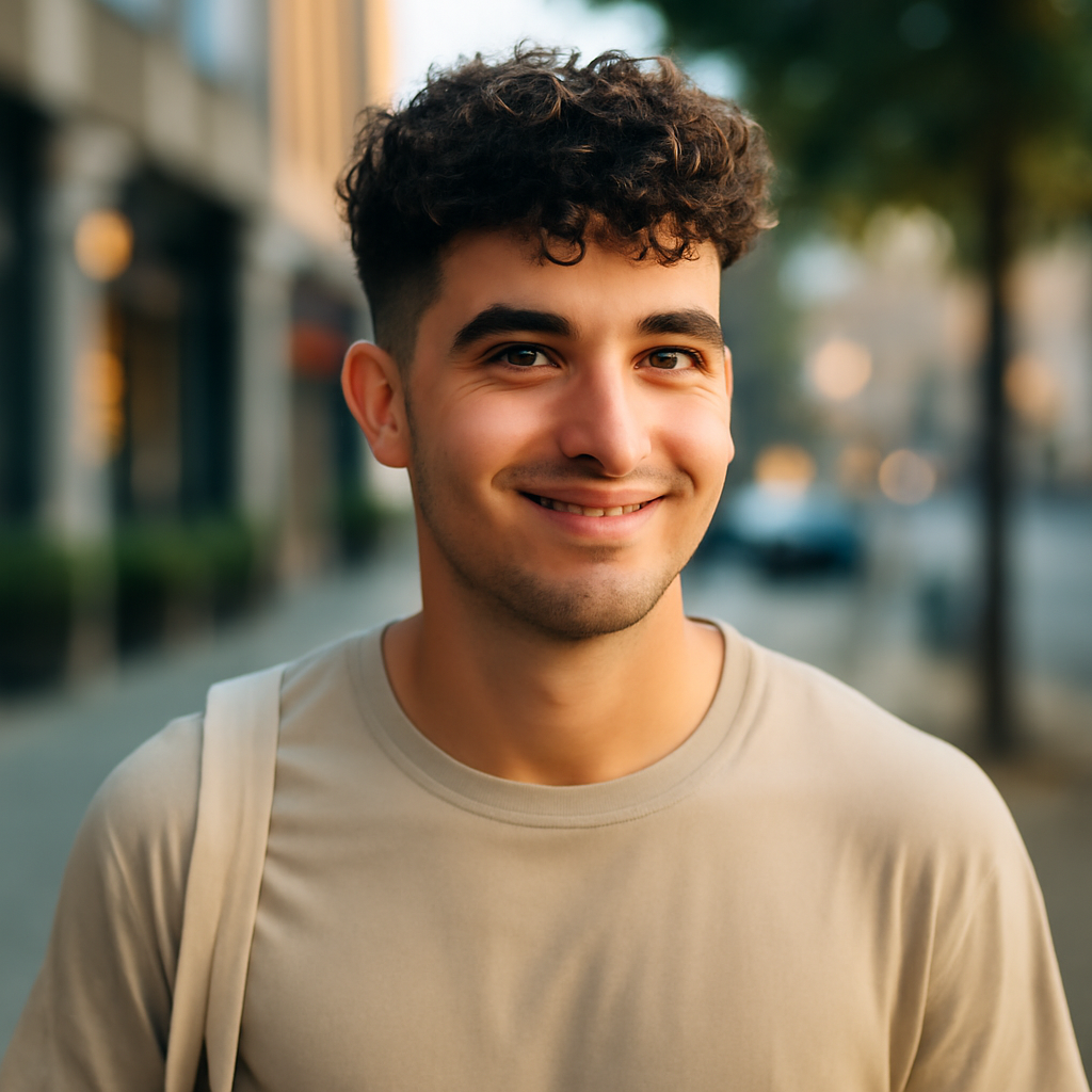 low taper curly hair - Front View