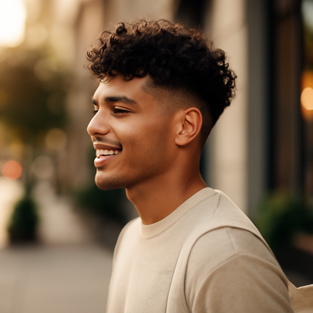 low taper curly hair - Side View