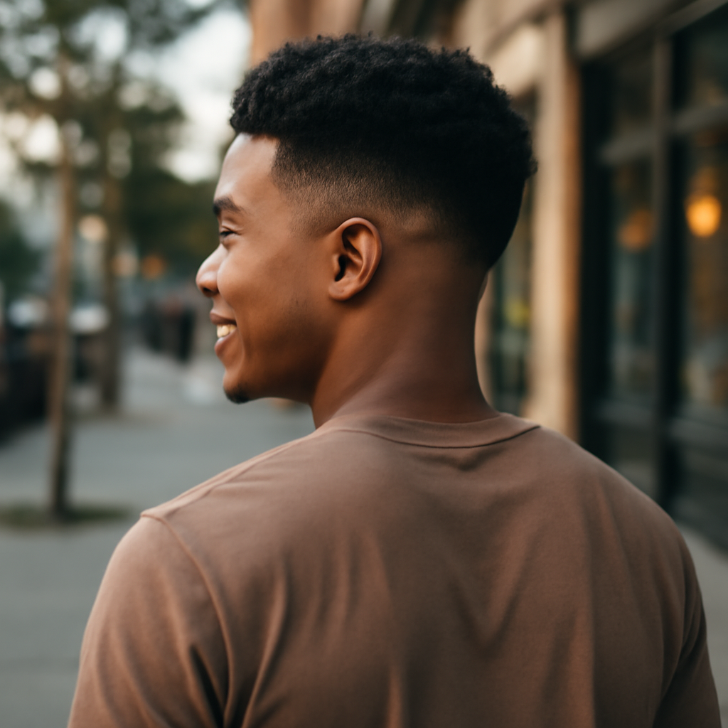 low taper fade black male - Back View