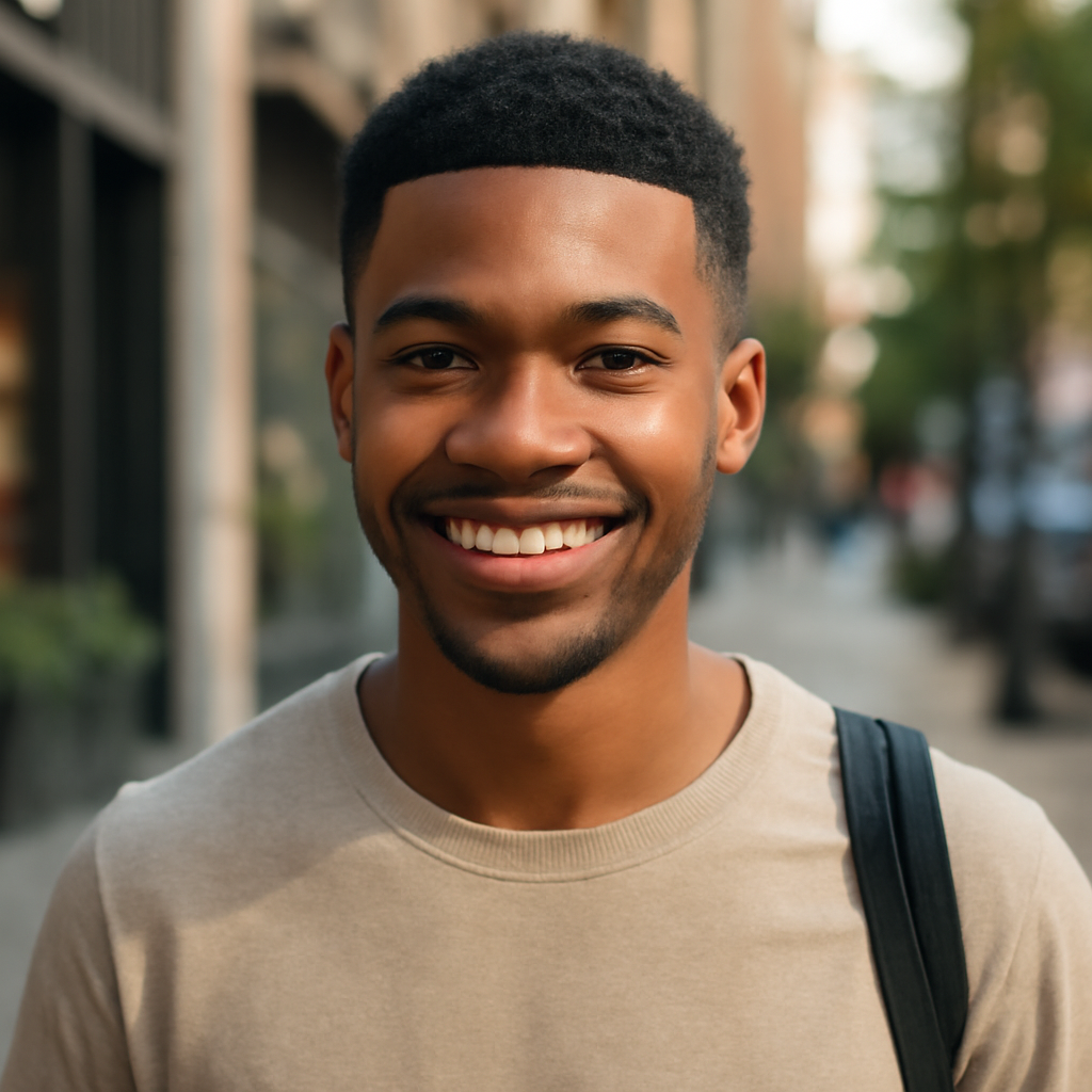 low taper fade black male - Front View