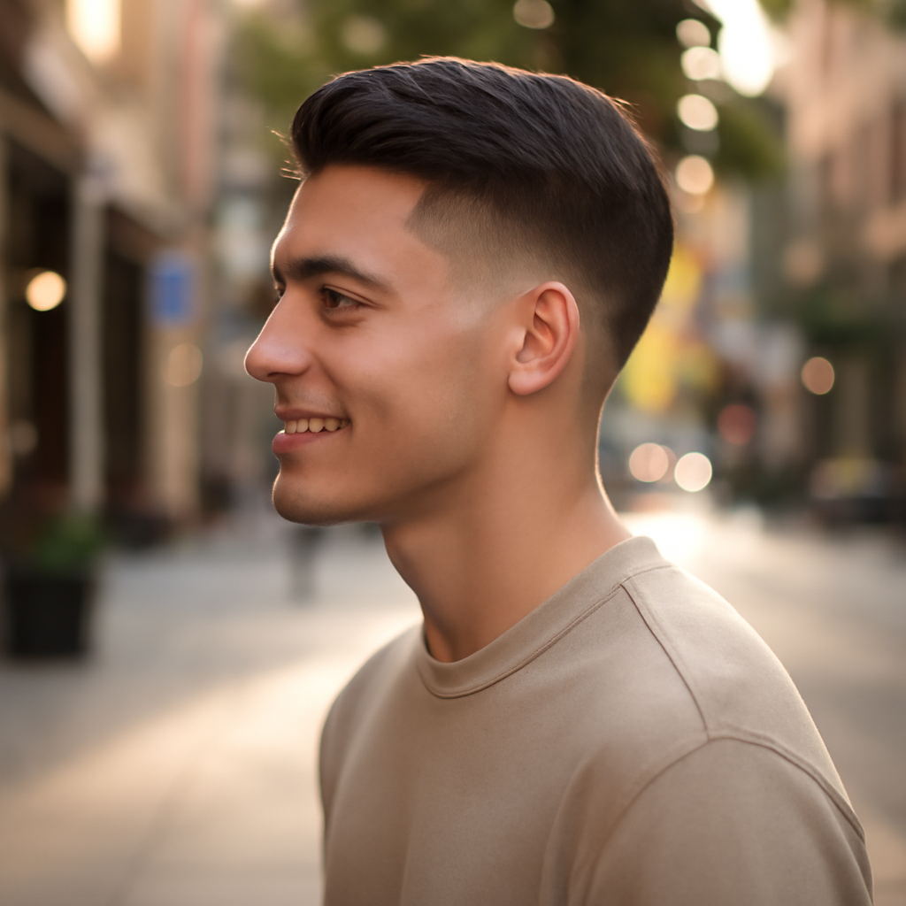 low taper fade straight hair - Side View