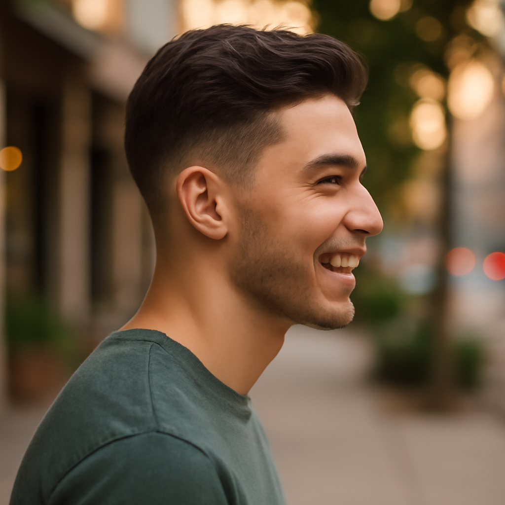 low taper haircut - Side View