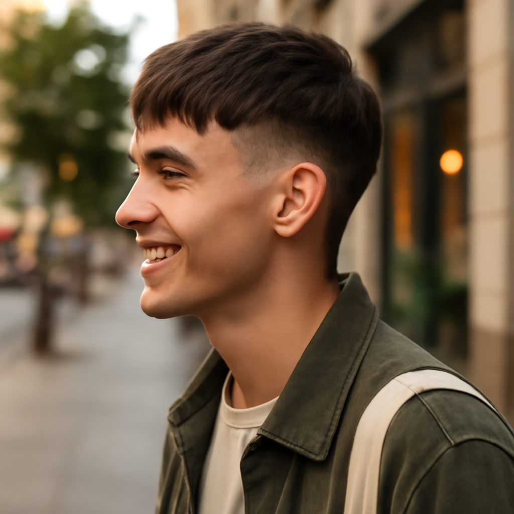 low taper textured fringe - Side View