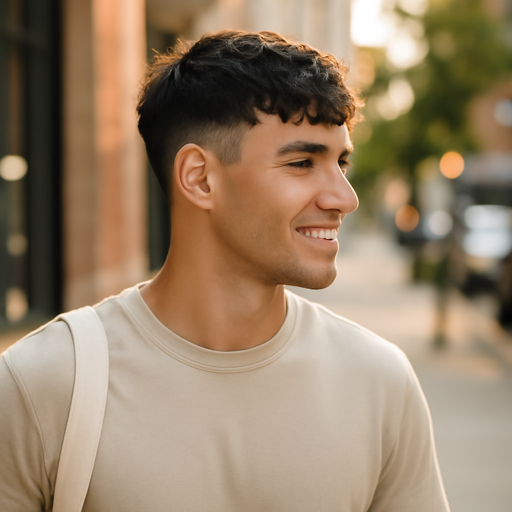 low taper textured fringe - 3/4 Profile View