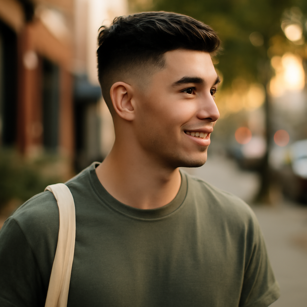 mid drop fade - 3/4 Profile View