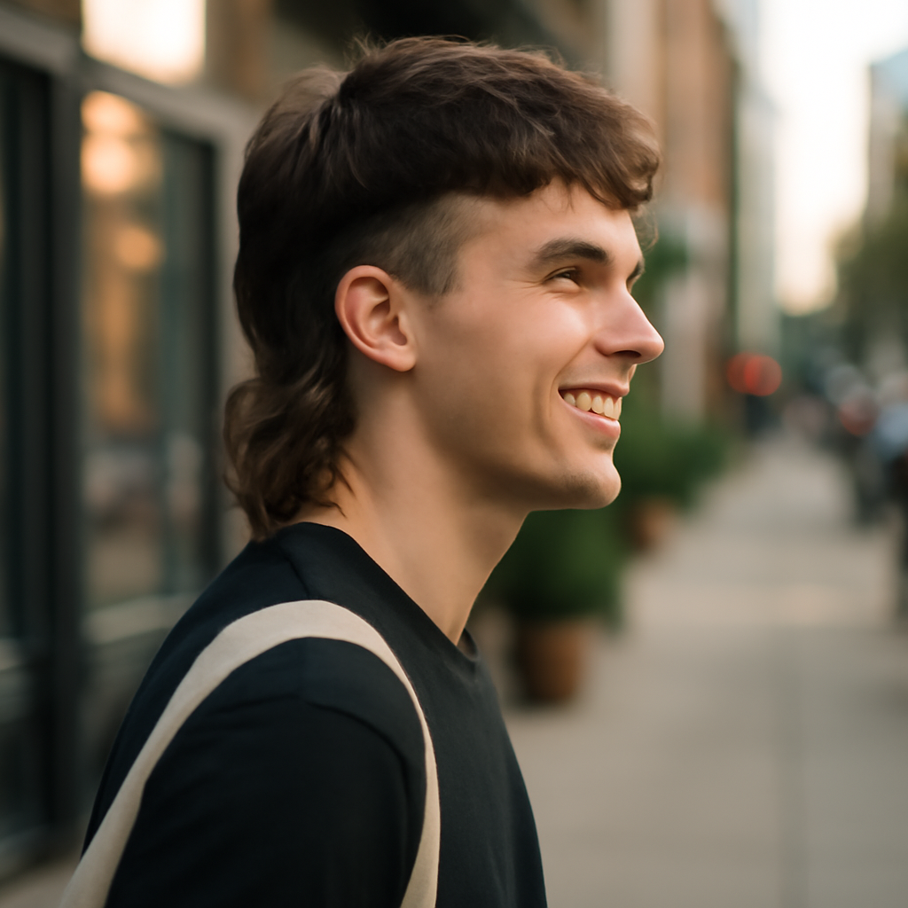 mullet hair - 3/4 Profile View