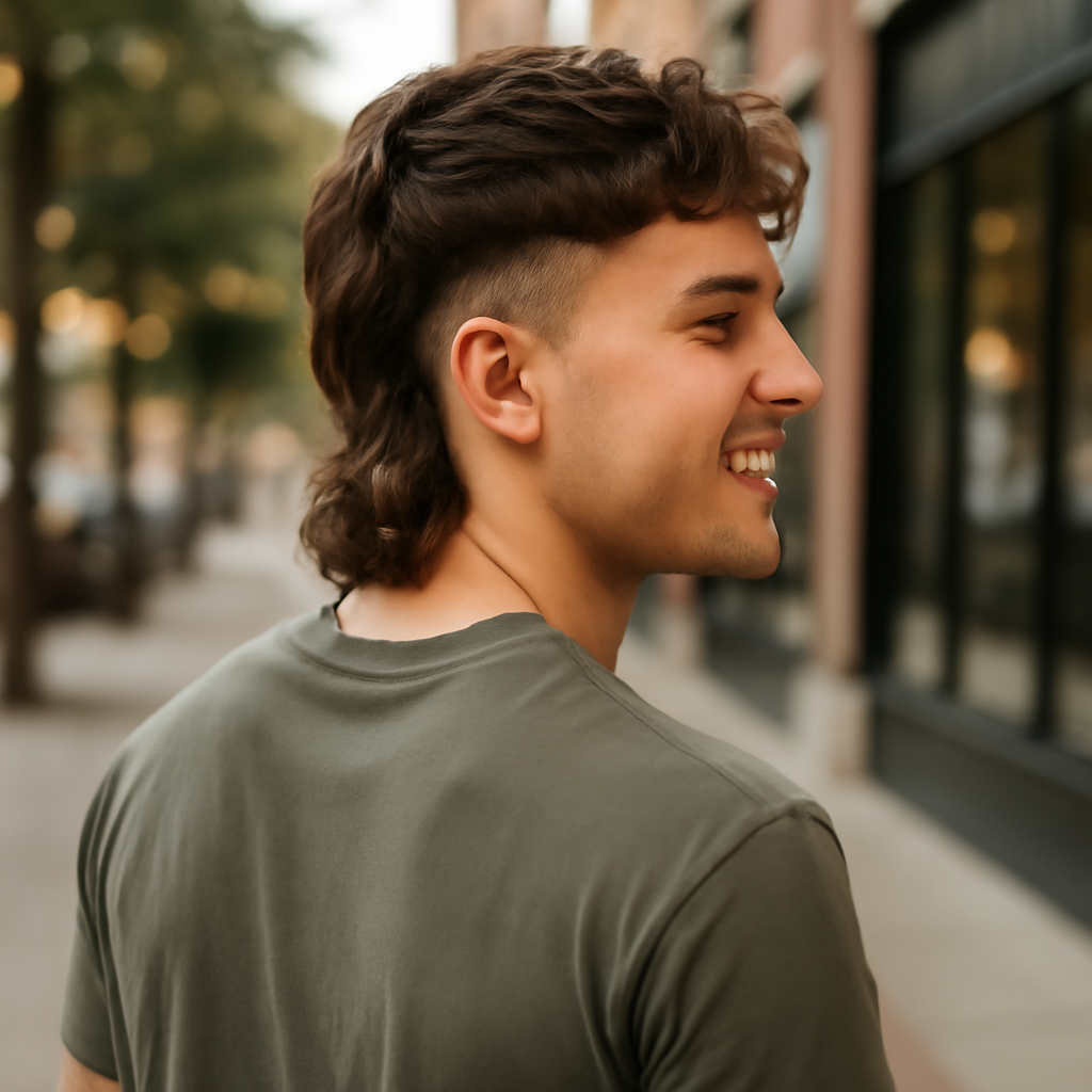 mullet haircut men - Back View