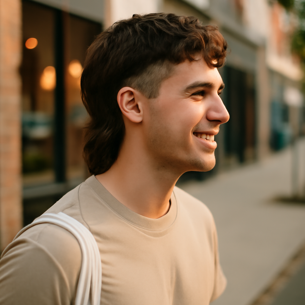 mullet haircut men - Side View