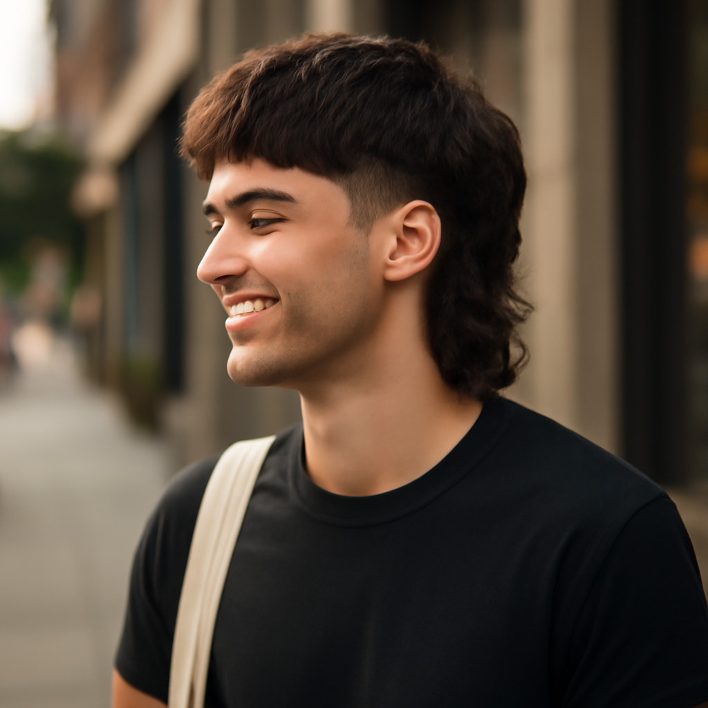 mullet haircut men - 3/4 Profile View
