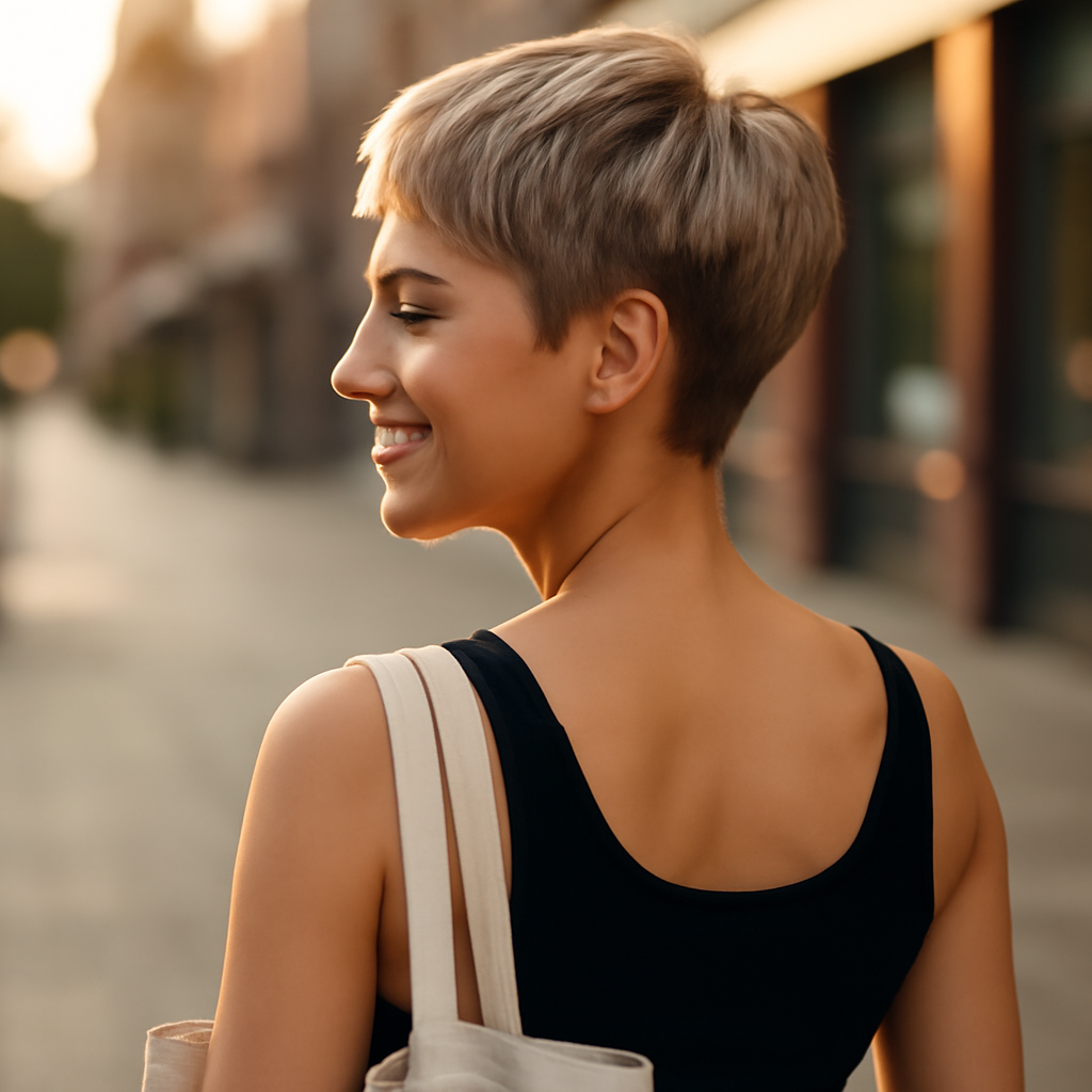 short haircuts for women over 60 - Back View
