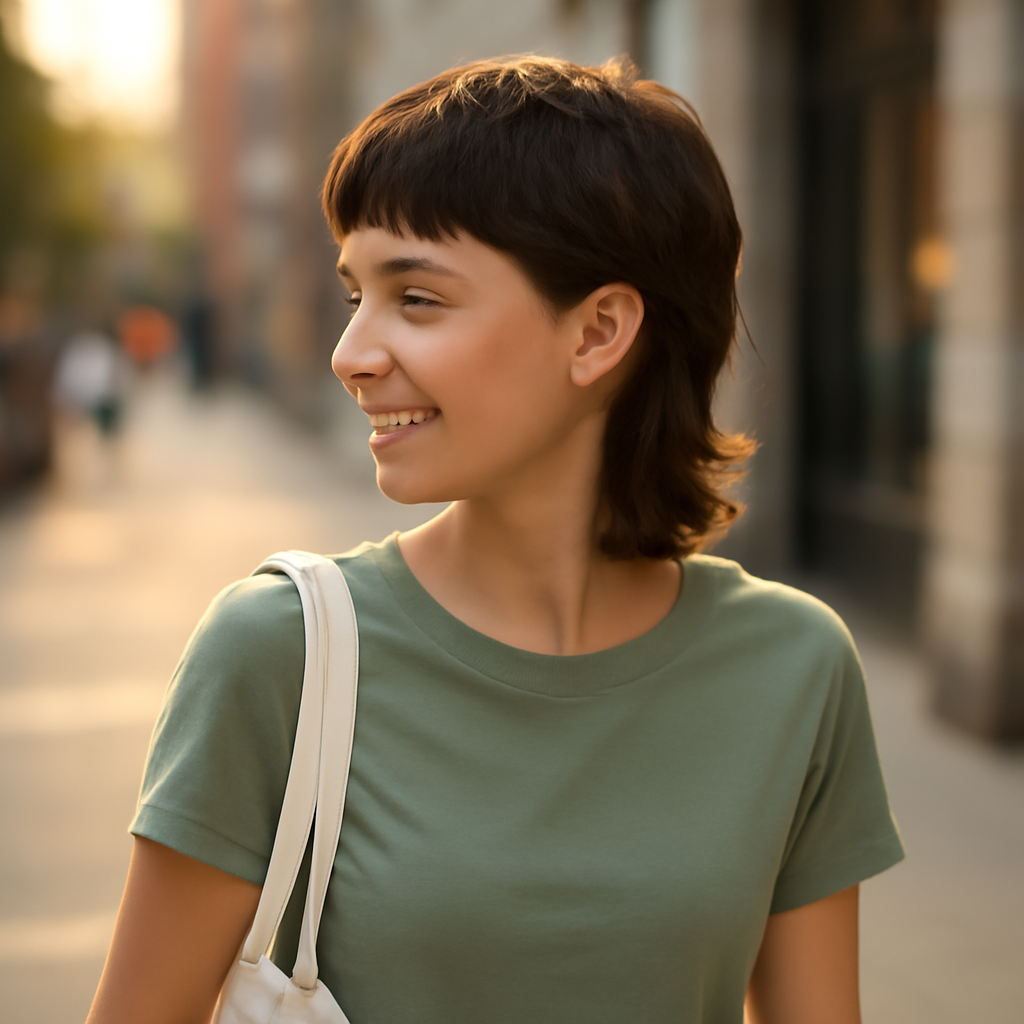 short mullet - 3/4 Profile View