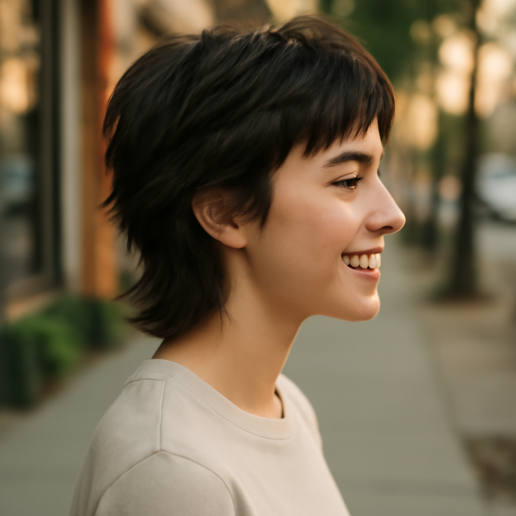 short wolf cut - Side View