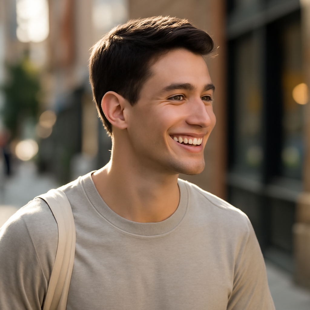 simple hair style men - 3/4 Profile View