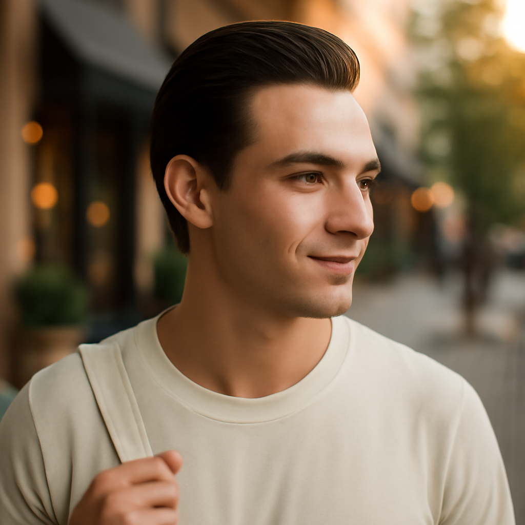 Slicked Back - 3/4 Profile View