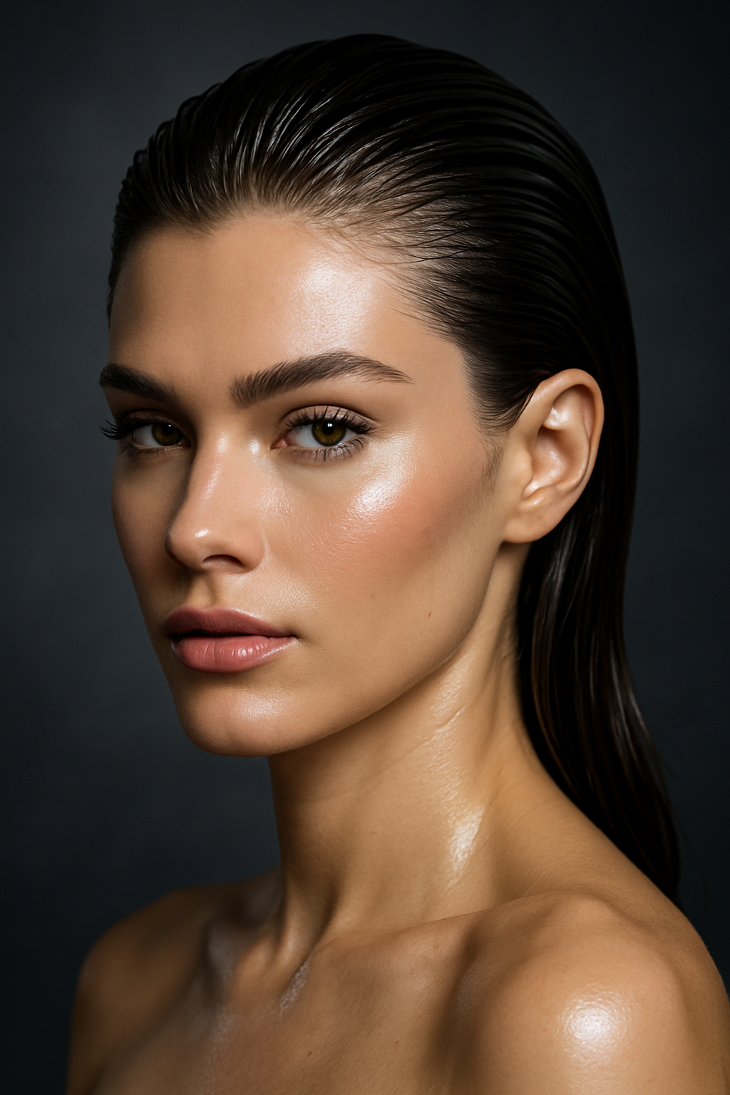 Slicked-Back Wet Look: The Ultimate Power-Hair Style Guide - Front View