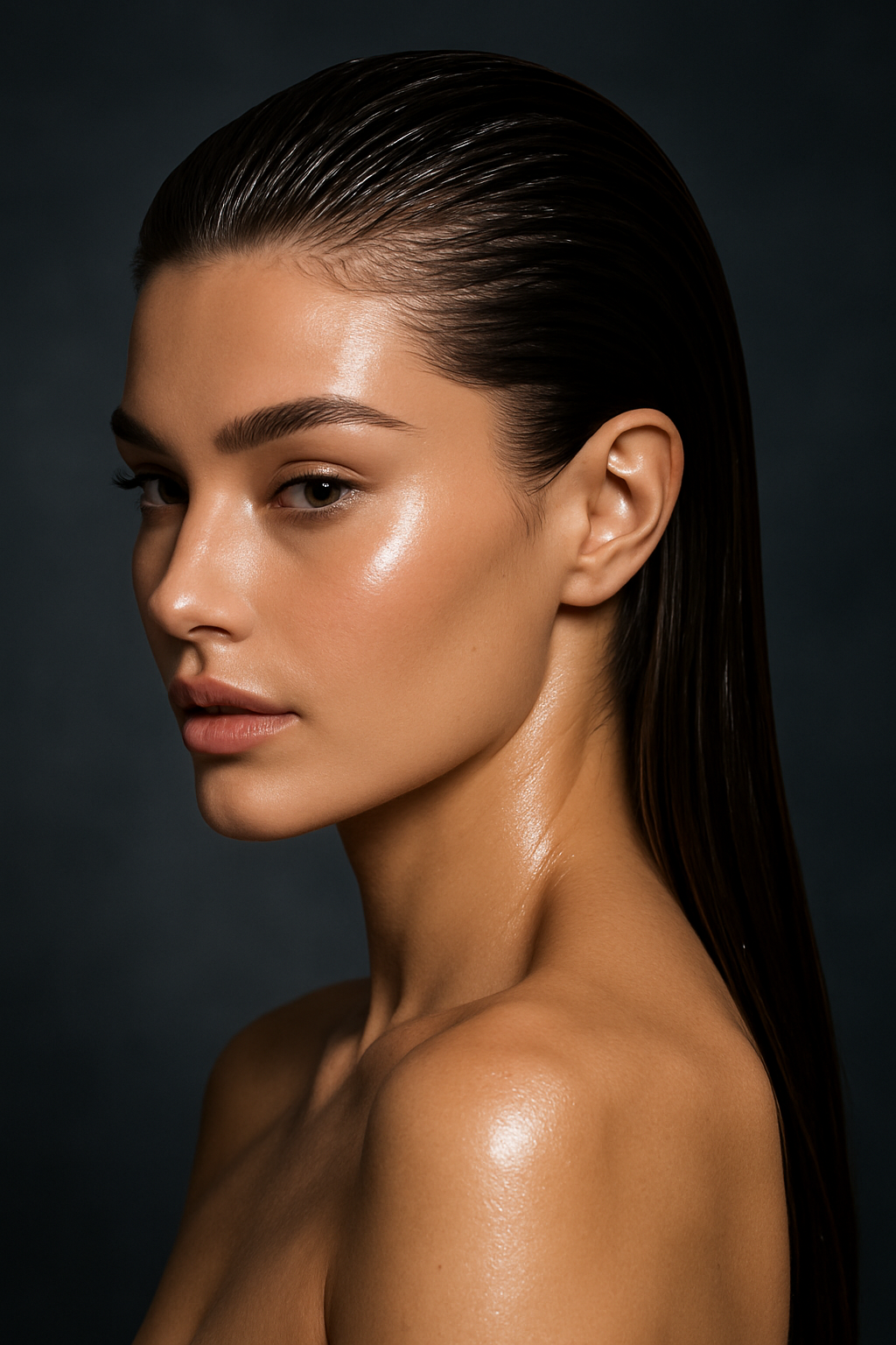 Slicked-Back Wet Look: The Ultimate Power-Hair Style Guide - Side View