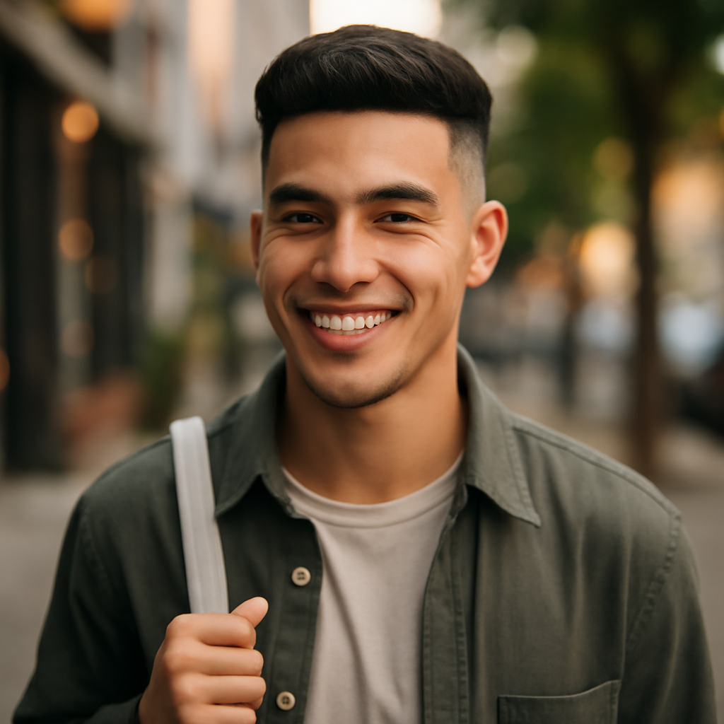 taper fade haircut - Front View