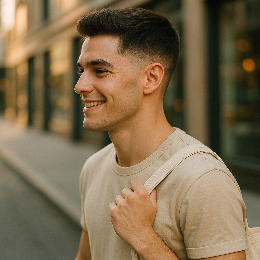 taper haircut - 3/4 Profile View