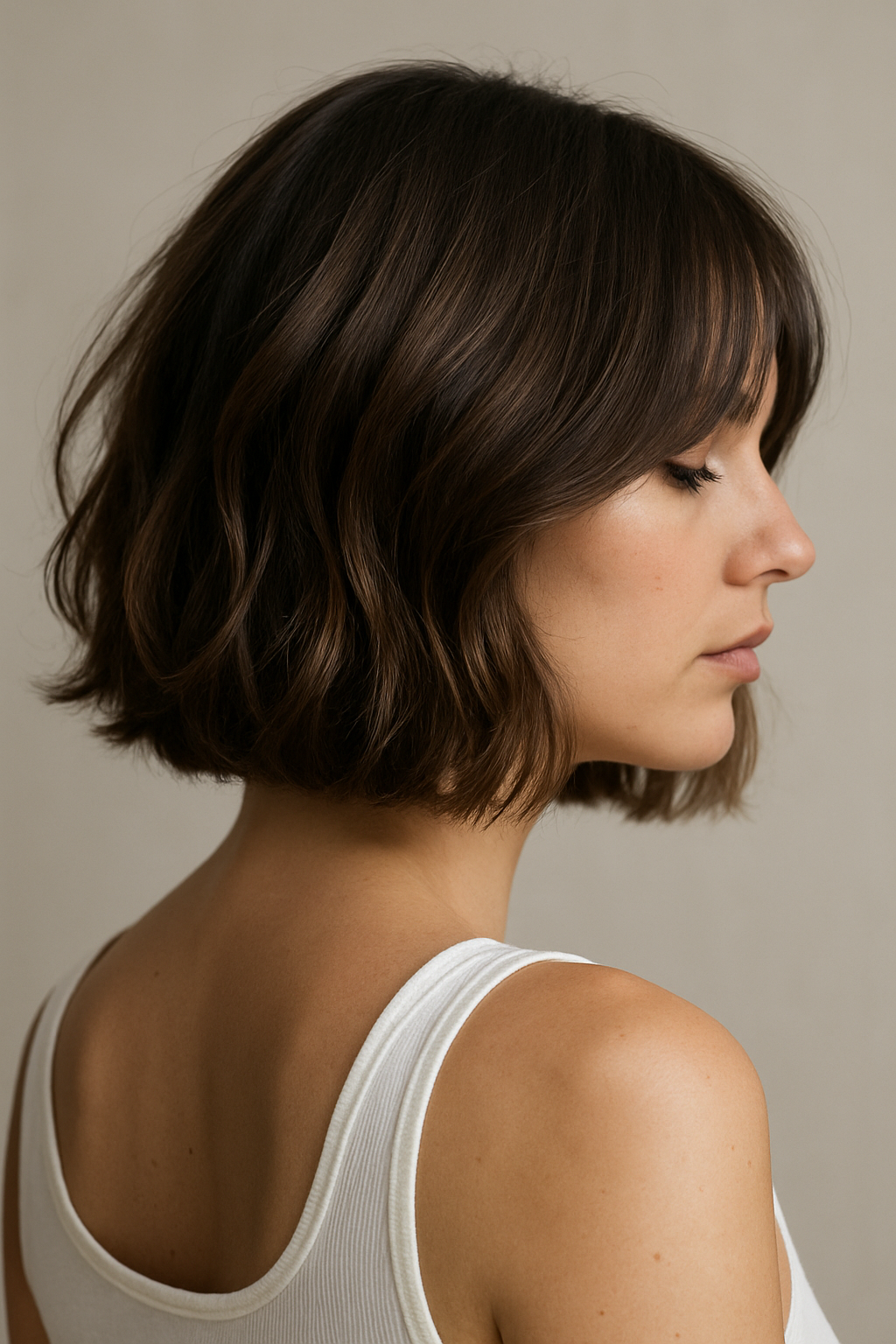 Textured Bob with Curtain Bangs: The Effortless-Cool Cut Everyone Wants - Back View